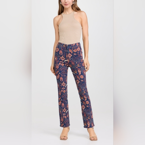 NWT MOTHER Hustler Flood Jeans in Henna Happiness Size 25 Paisley 70's Style - Picture 11 of 15